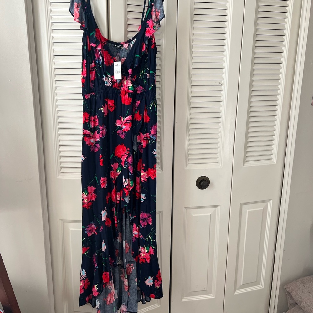 Long Dress with ruffled  bottom ' slit in front